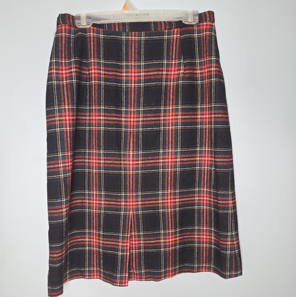 Vintage Pendleton Black Red Stewart Tartan Plaid Wool ALine Skirt Medium Preppy - Picture 5 of 5